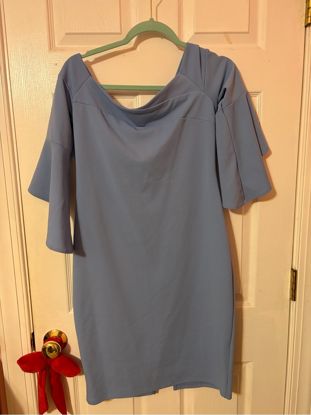 bebe Powder Blue Off-Shoulder Midi Dress